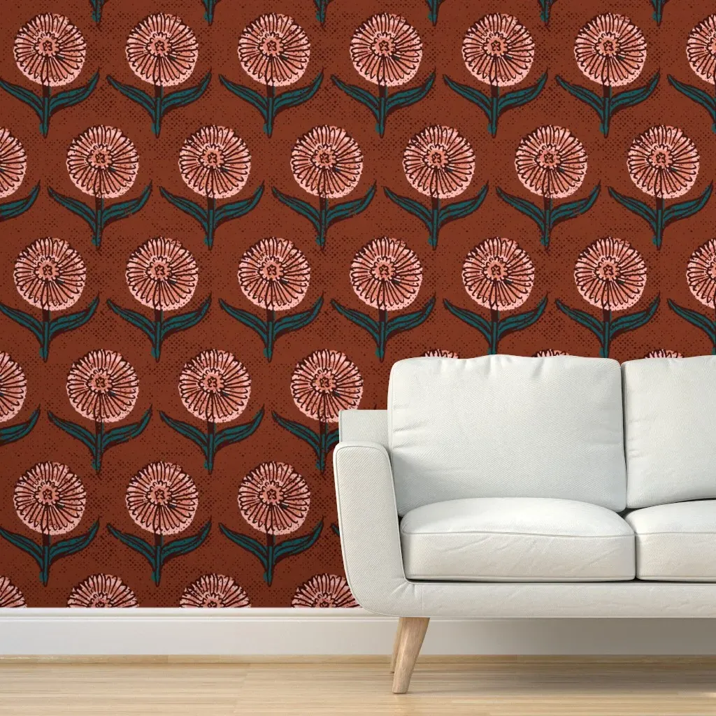 Dahlia Flower Peel and Stick Wallpaper - Dusty Rose product