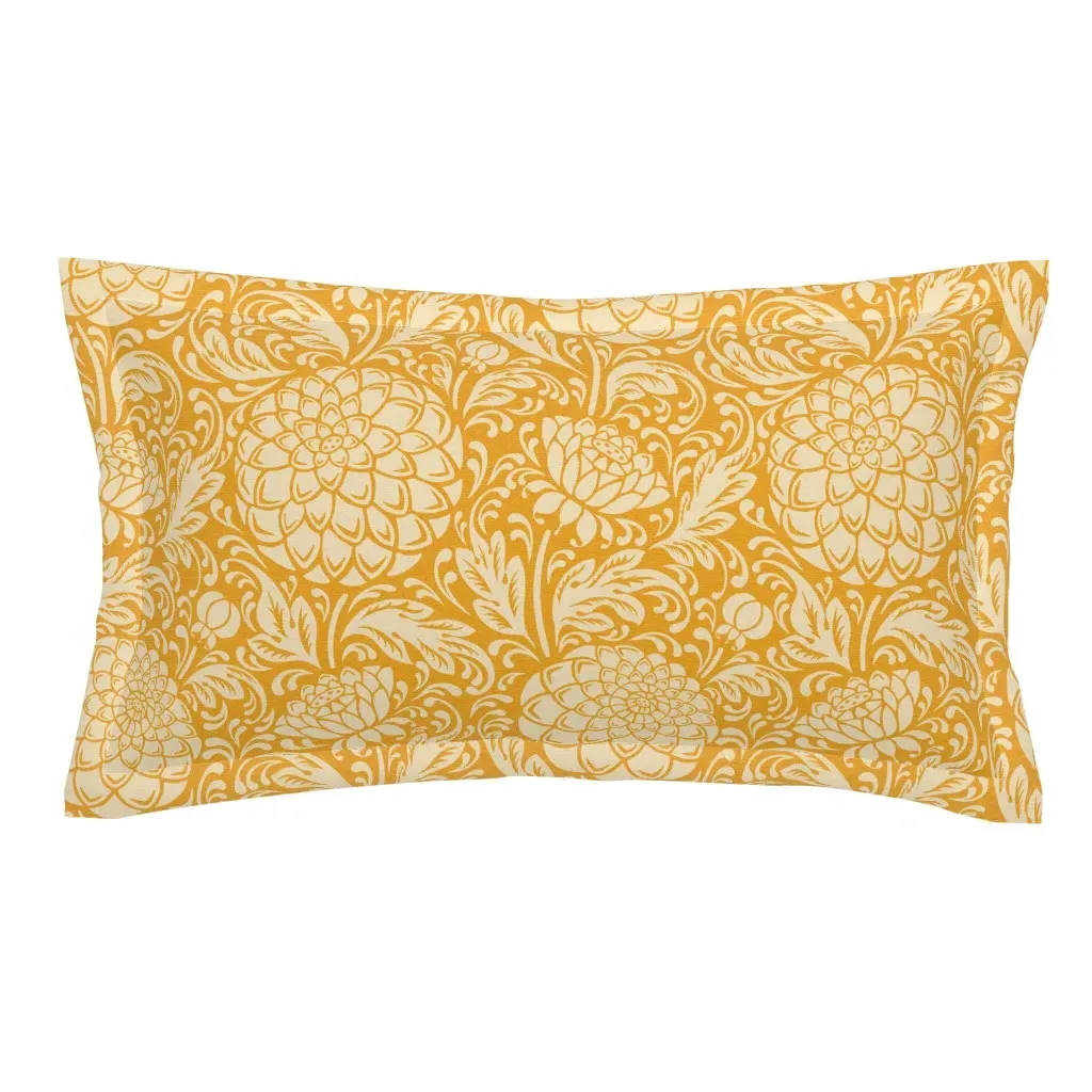 Dahlia Garden Arts and Craft King Pillow Sham - Golden Yellow product