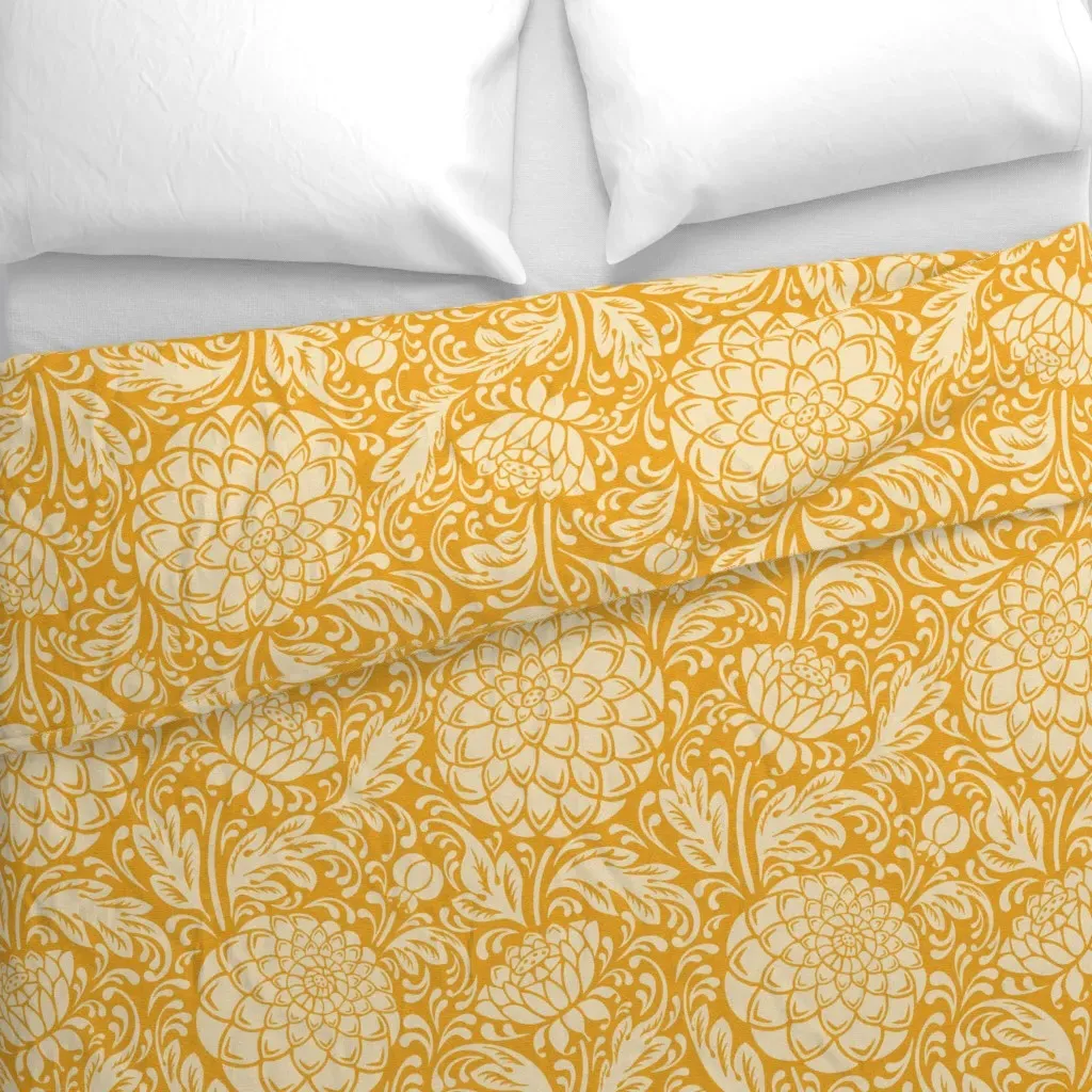 Dahlia Garden Arts Duvet Cover - Golden Yellow alternate view