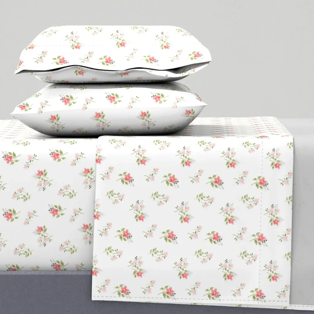Dainty Pink Spring Floral Queen Sheet Set - Pink product