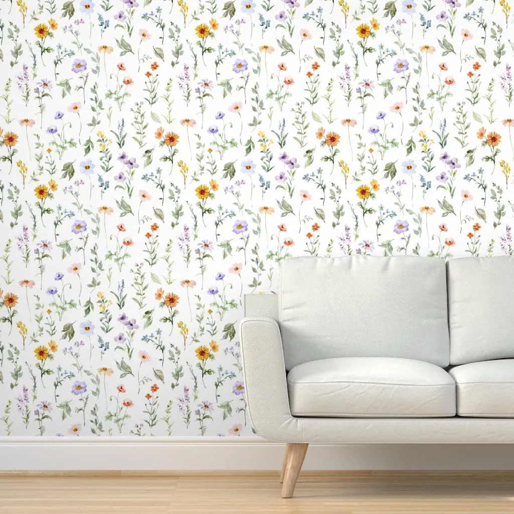 Dainty Summer Flowers Removable Wallpaper - Orange product