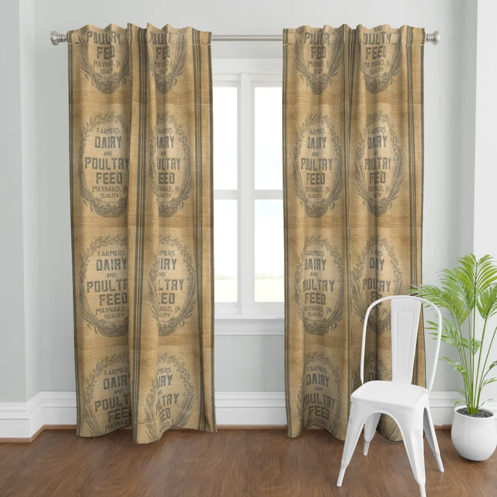 Dairy Feed Sack Farmhouse Curtain Panel - Beige product
