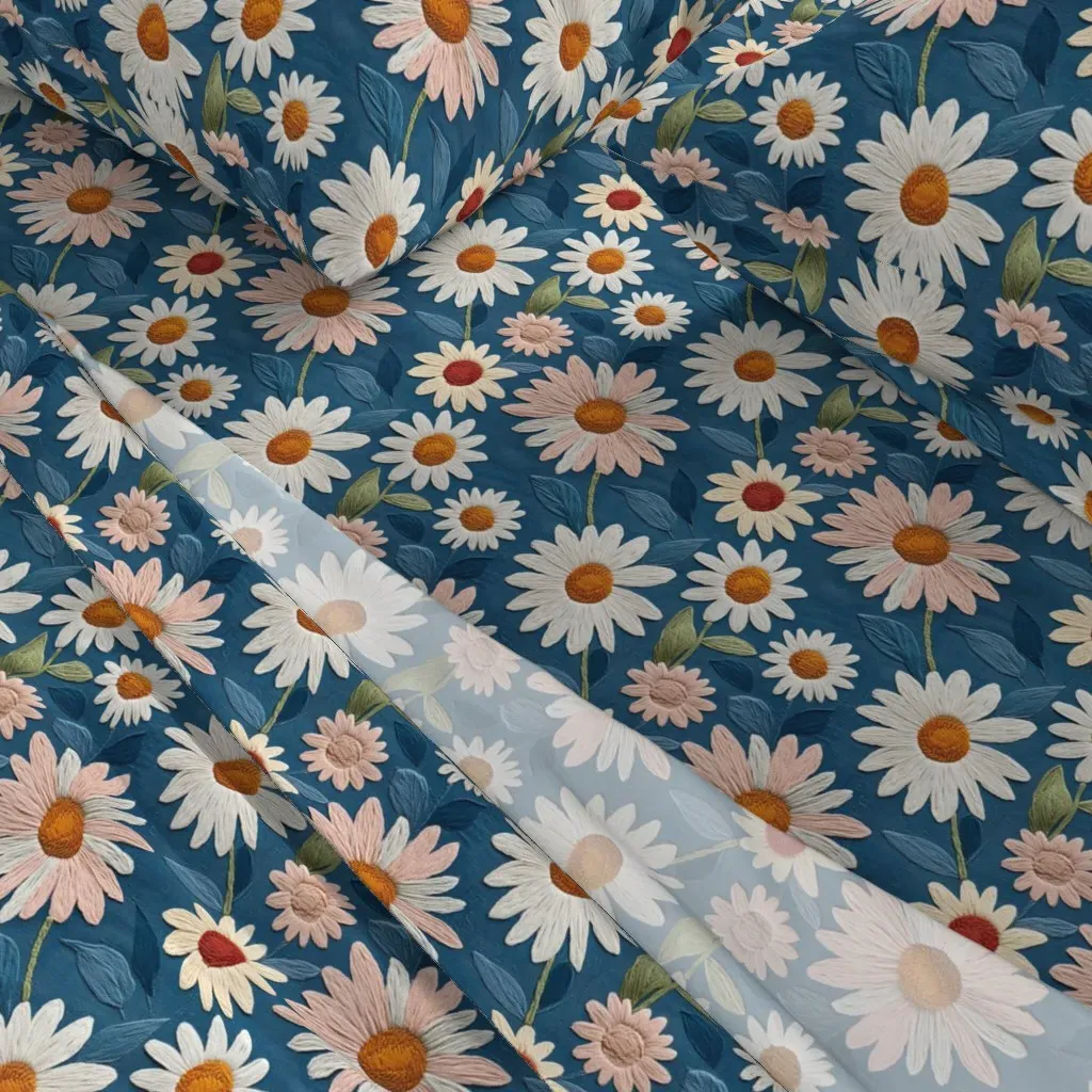 Daisies 3D Embroidery Floral King Sheet Set - White alternate view