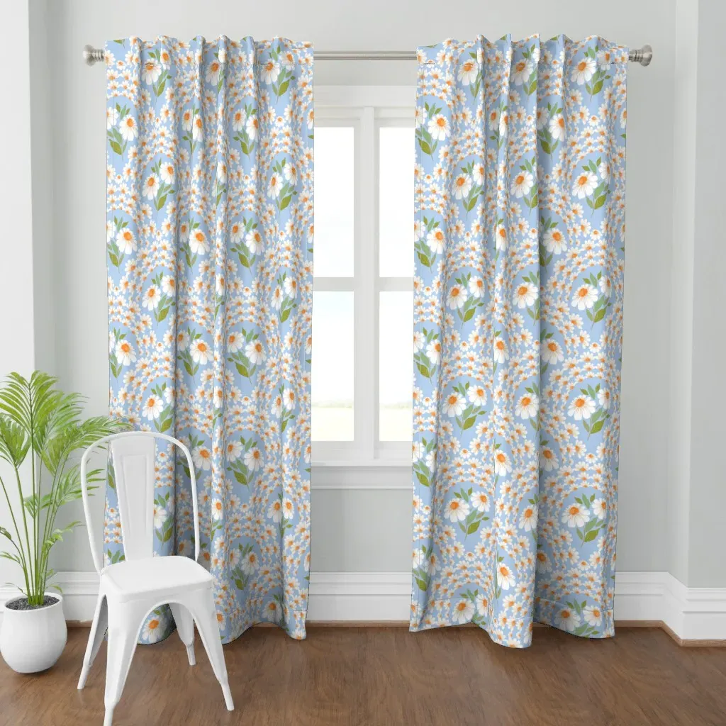 Daisy Floral Arches Sky Curtain Panel - White product