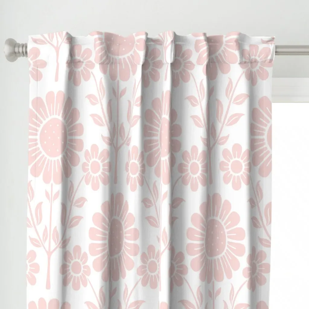 Daisy Garden Curtain Panel - Pale Pink, Crepe alternate view