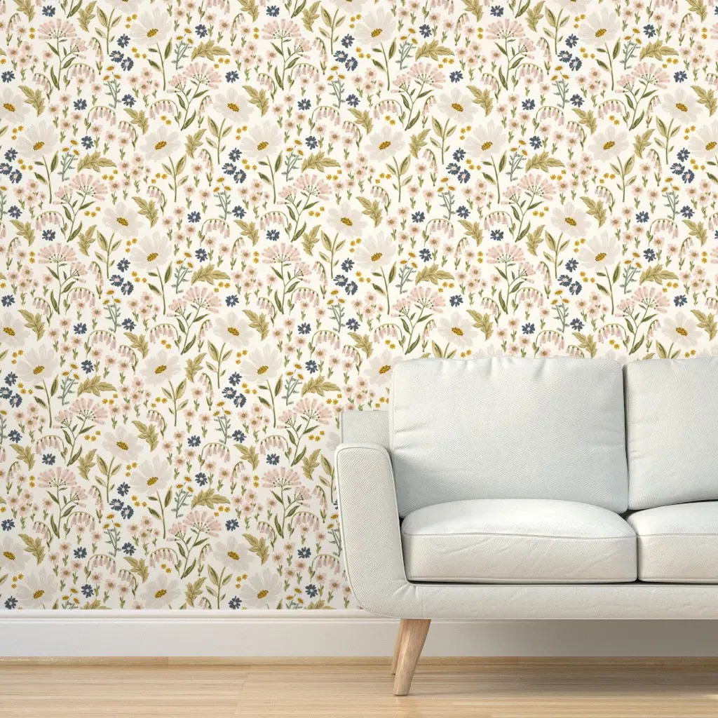 Daisy Garden Large Peel and Stick Wallpaper - Cream product