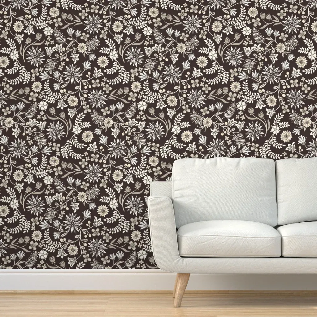 Dalarna Floral Peel and Stick Wallpaper - Wenge product