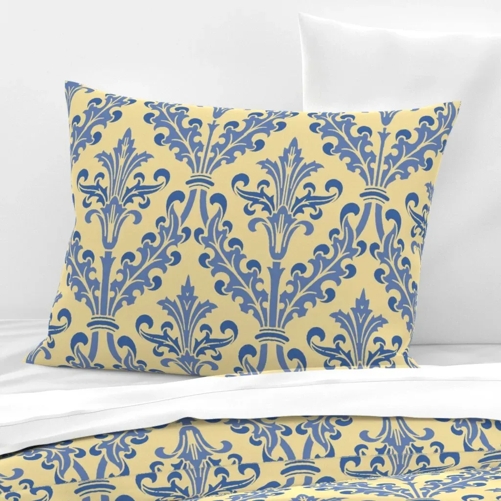 Damask Divine Marylène Standard Knife Edge Pillow - Blue, Cotton Sateen product