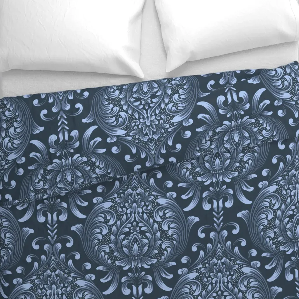 Damask Duvet Cover - Blue alternate view