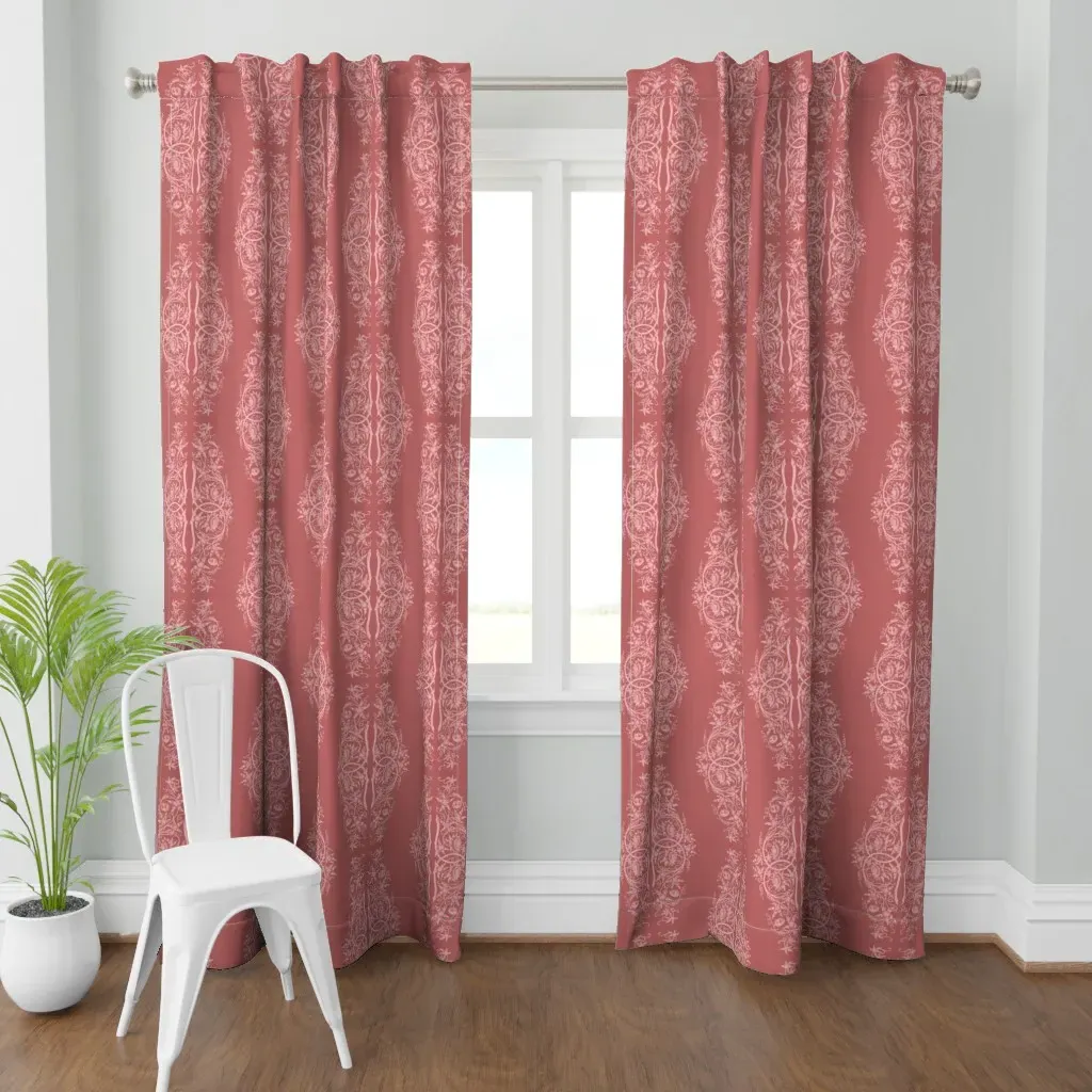Damask Hill 1886 Mauve Curtain Panel - Dusty Rose product