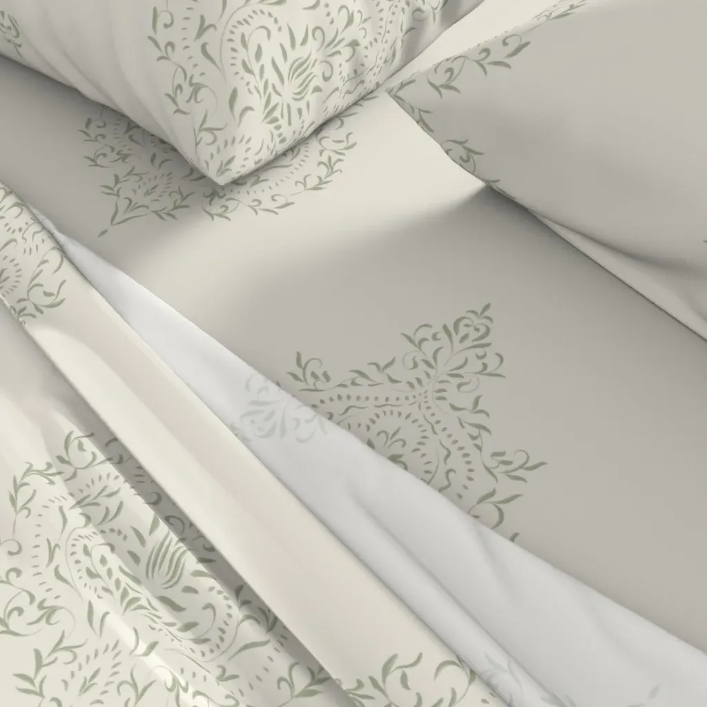 Damask King Size Sheet Set - Sage Green alternate view