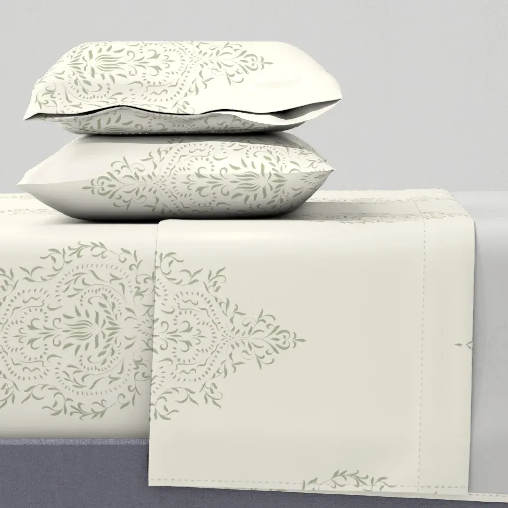 Damask King Size Sheet Set - Sage Green product