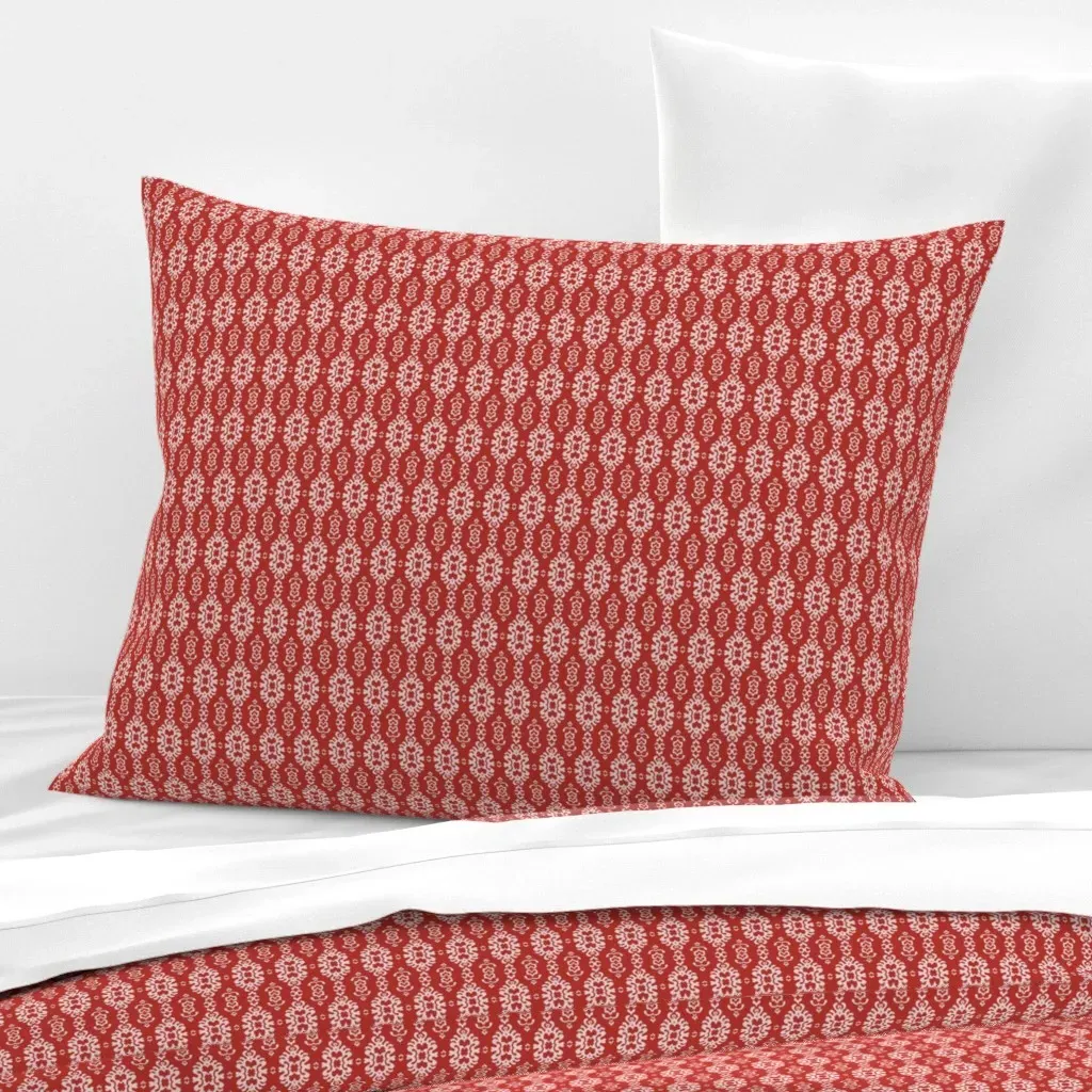 Damask Papercut Snowflake Standard Pillow Cover - Red, Cotton Sateen product