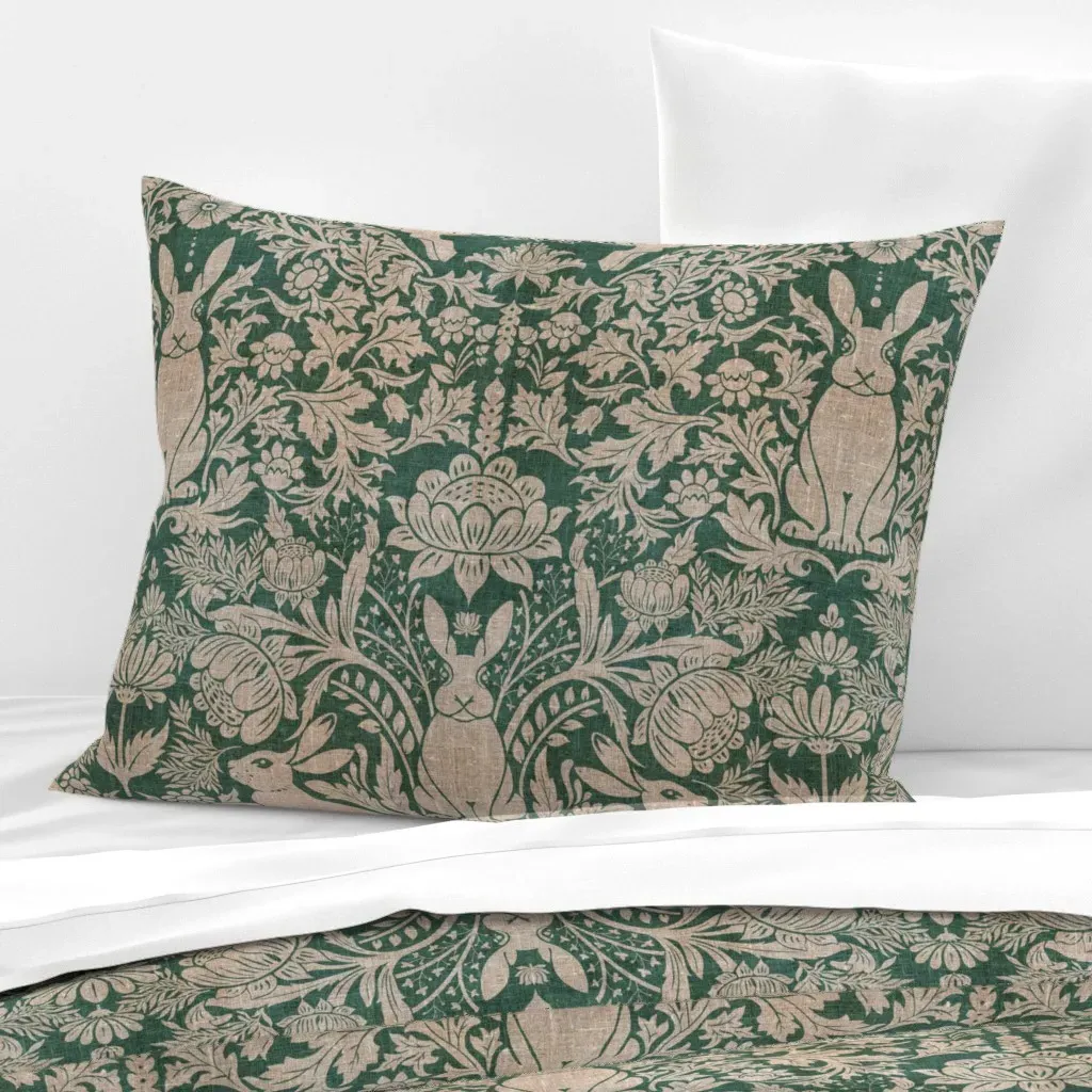 Damask Year Of The Rabbits Standard Knife Edge Pillow - Teal, Cotton Sateen product