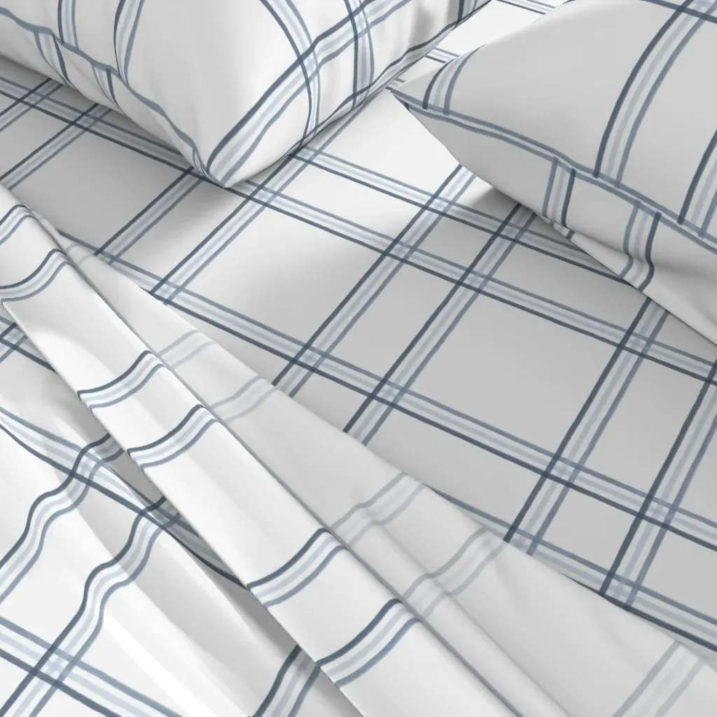 Dana/Judytriple Window Pane Plaid Wedgewood Full Sheet Set - Blue alternate view