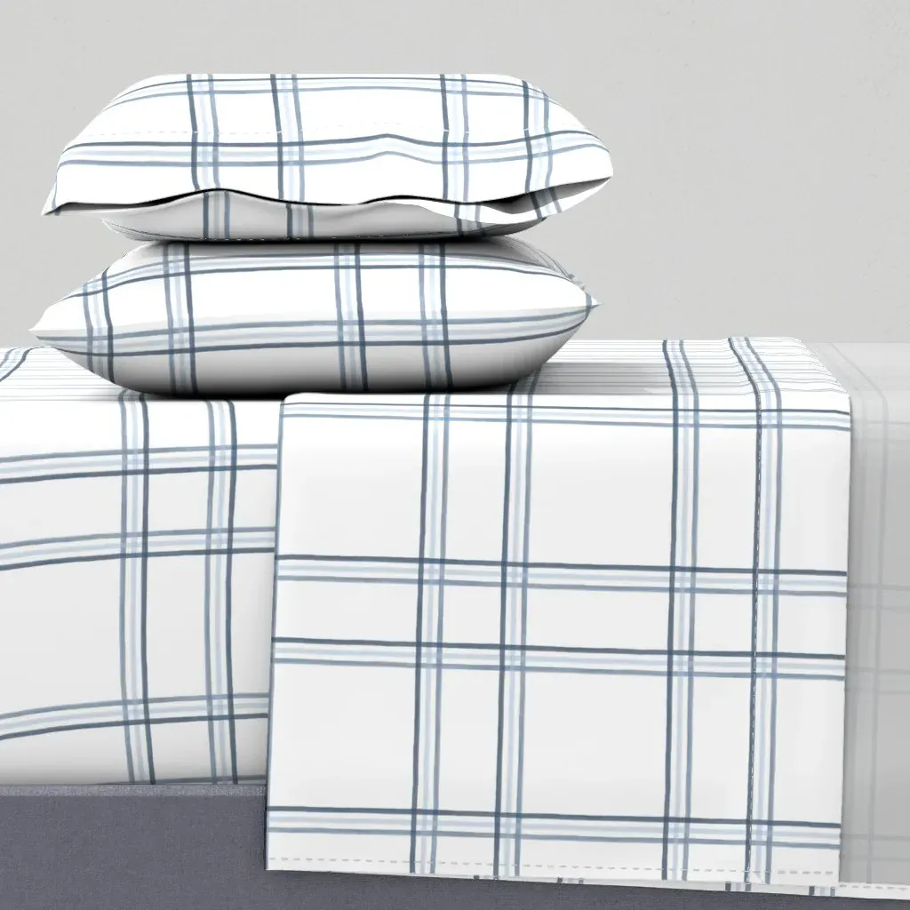 Dana/Judytriple Window Pane Plaid Wedgewood Full Sheet Set - Blue product