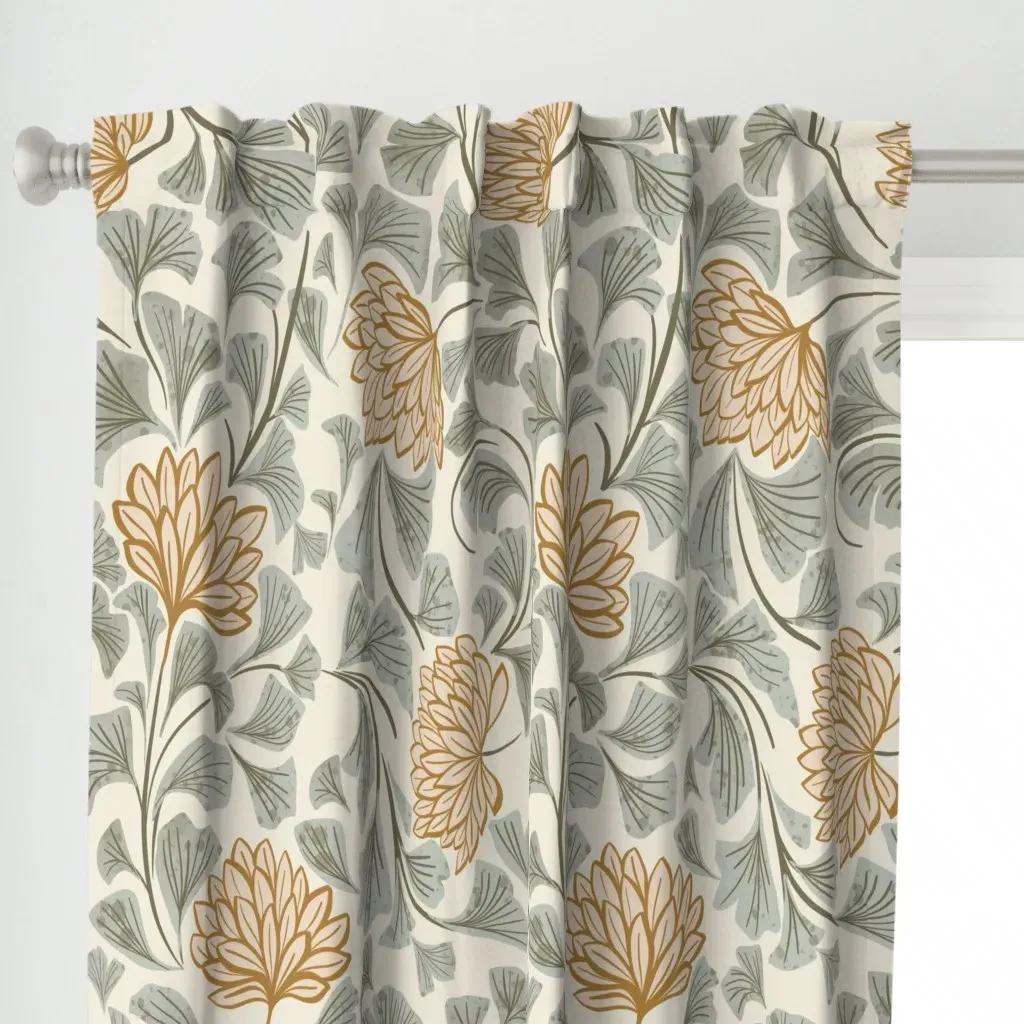Dancing Blooms Curtain Panel - Sage Green alternate view