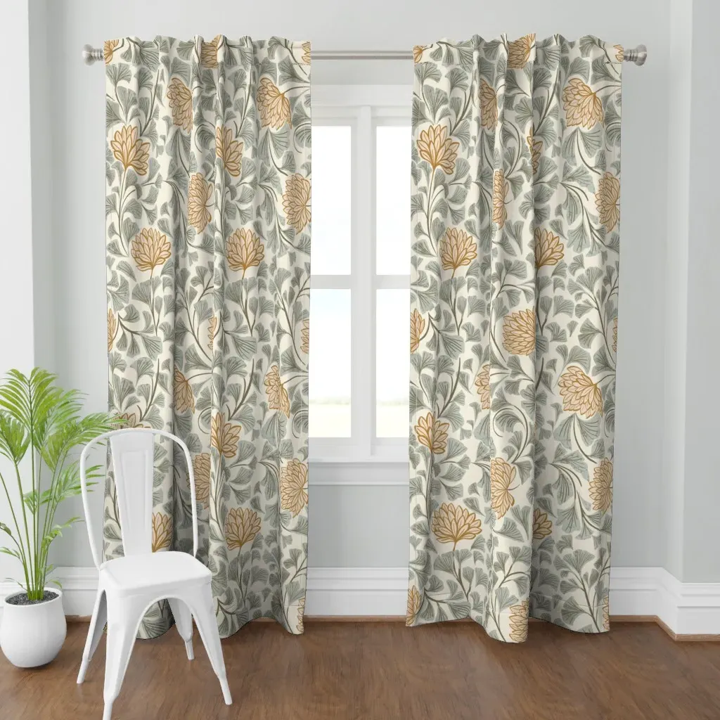 Dancing Blooms Curtain Panel - Sage Green product