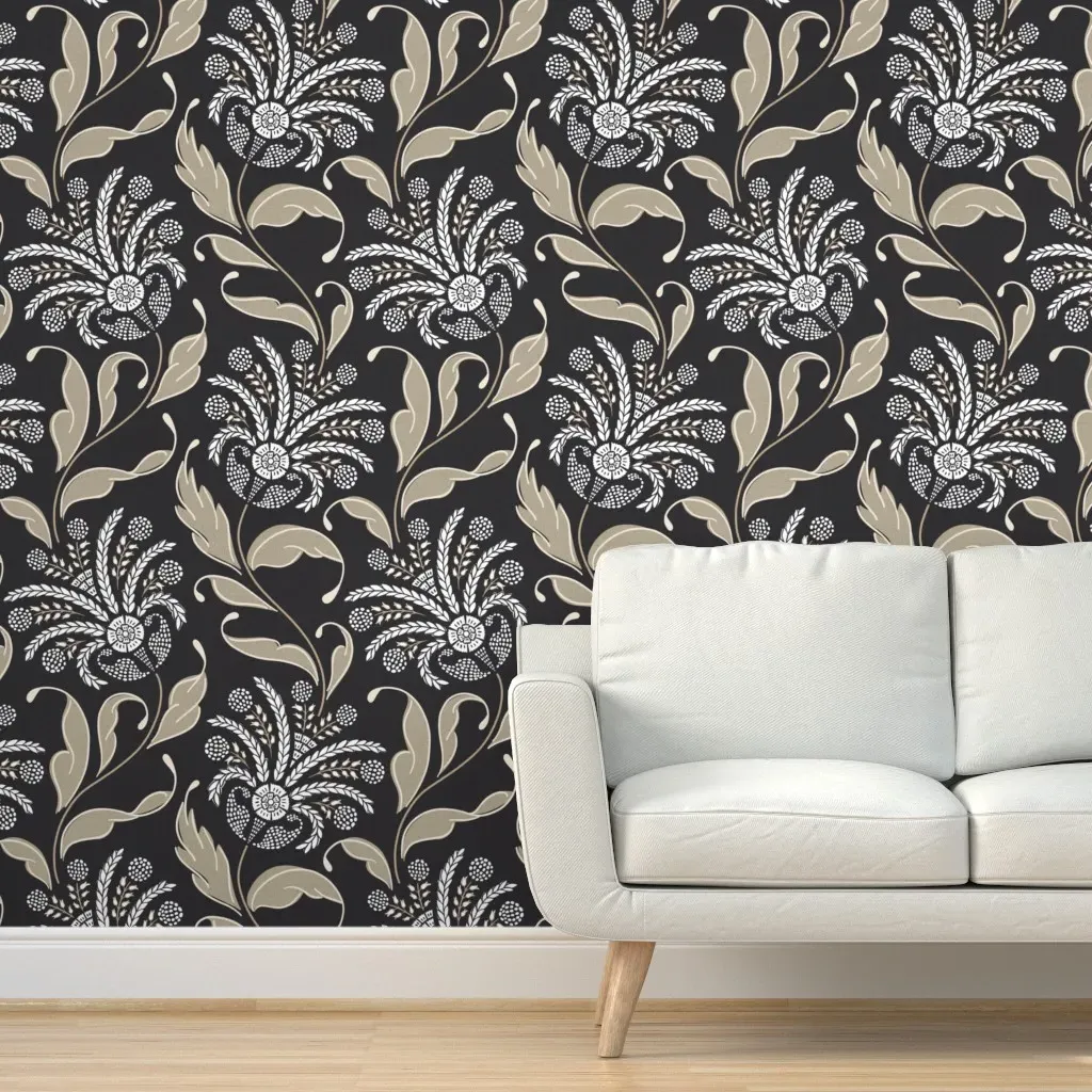 Dancing Fantasy Floral Peel and Stick Wallpaper - Gold, Metallic product
