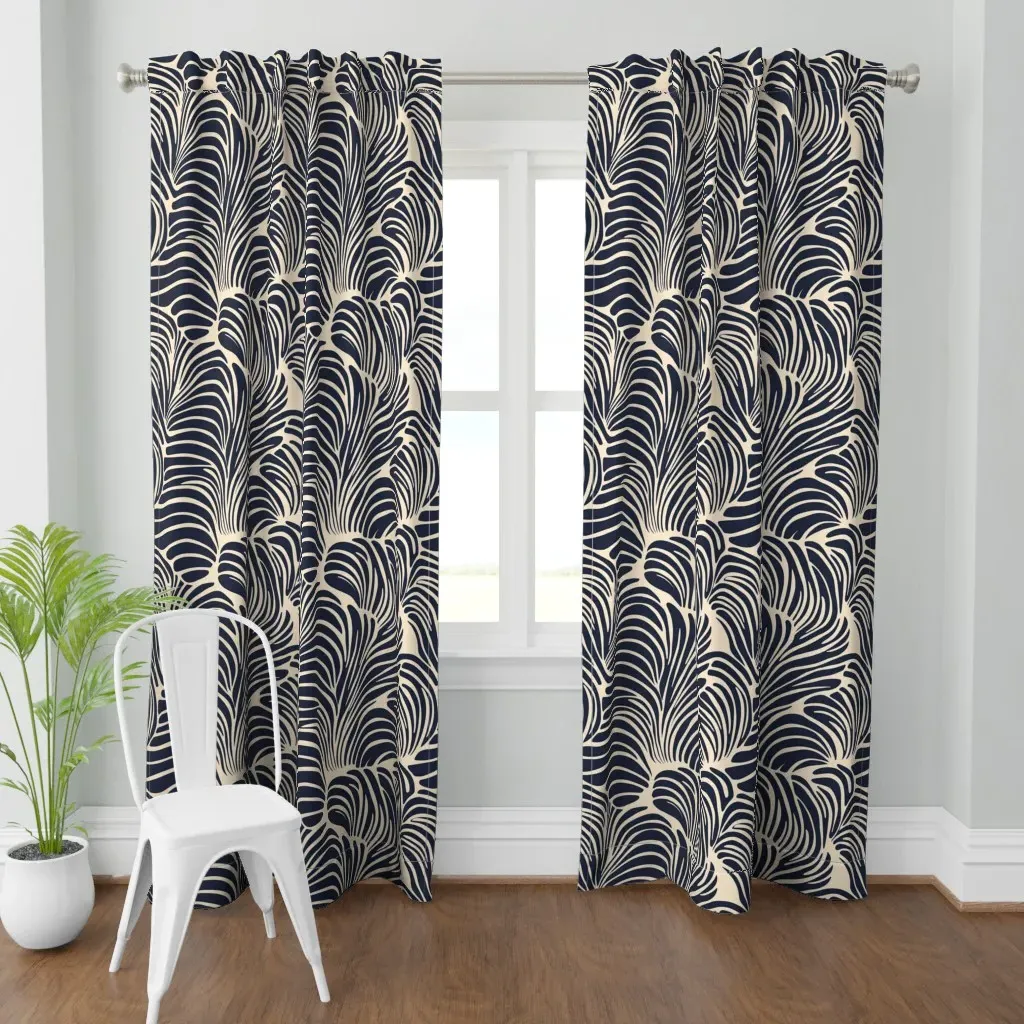 Dancing Fronds Curtain Panel - Navy Blue product