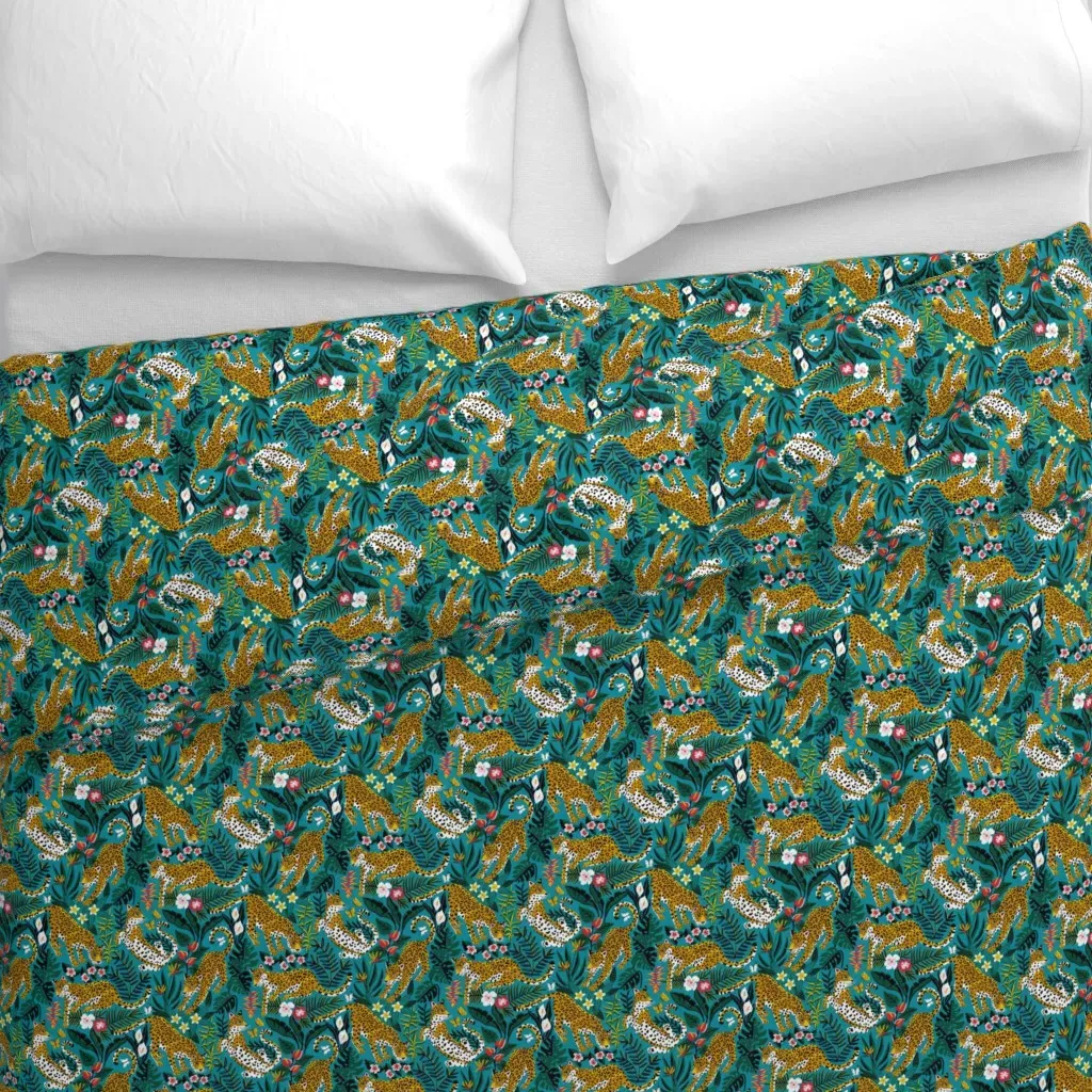 Dancing Jaguar Jungle Delight Duvet Cover - Teal alternate view