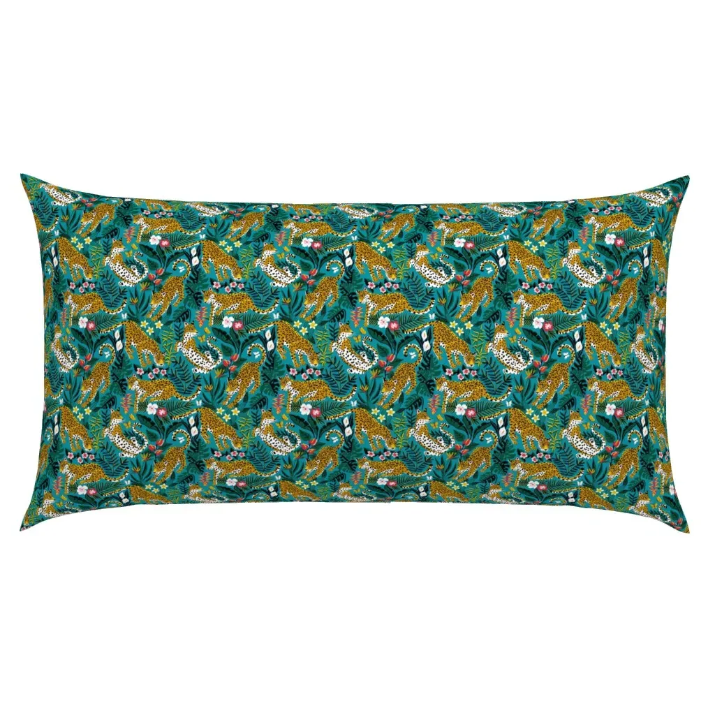 Dancing Jaguar Jungle Delight King Pillow Sham - Teal product