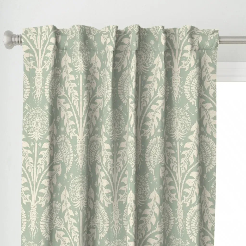 Dandelion Block Print Curtain Panel - Beige alternate view