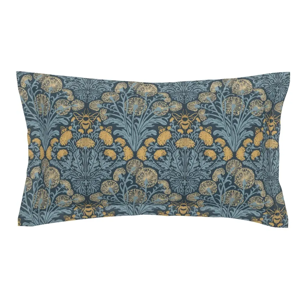 Dandelion Damask King Pillow Sham - Dusky Blue product