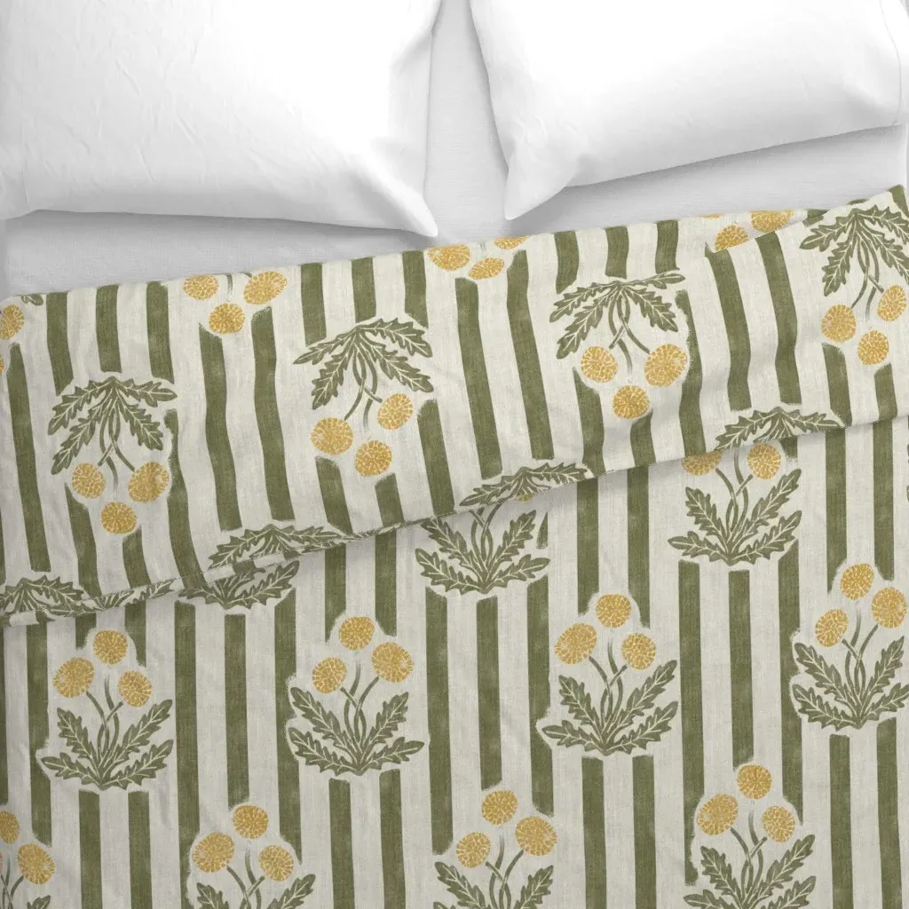 Dandelion Large Duvet Cover - Olive Green alternate view