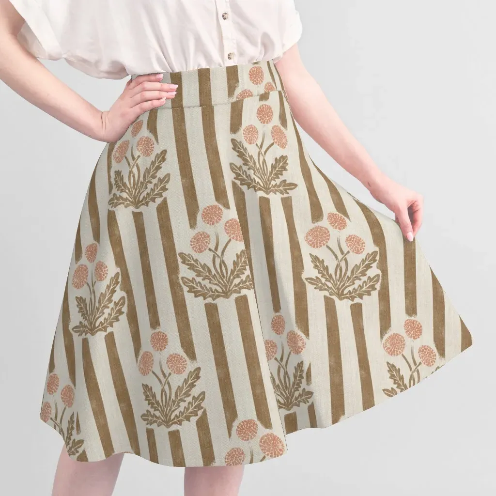 Dandelion Print Sport Pique Fabric - Brown, Peach Pink alternate view