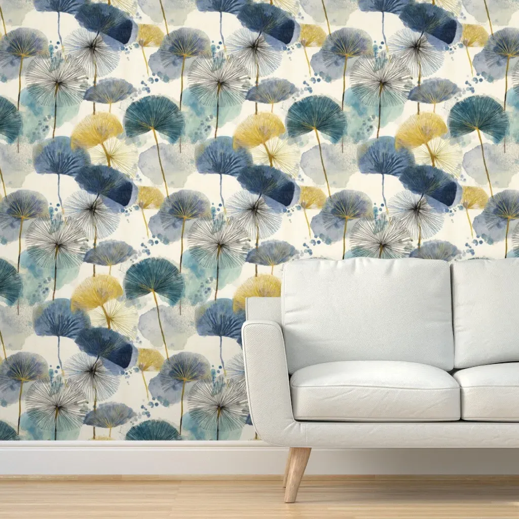 Dandelion Silhouettes Peel and Stick Wallpaper - Blue product