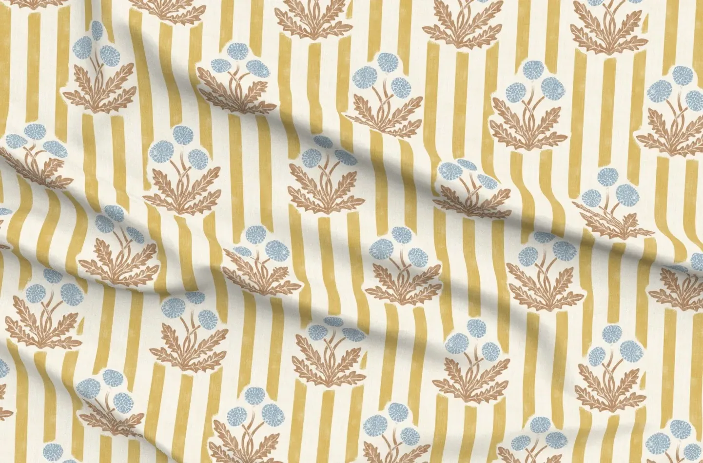 Dandelion Wallpaper Sport Pique Printed Fabric - Mustard Yellow product