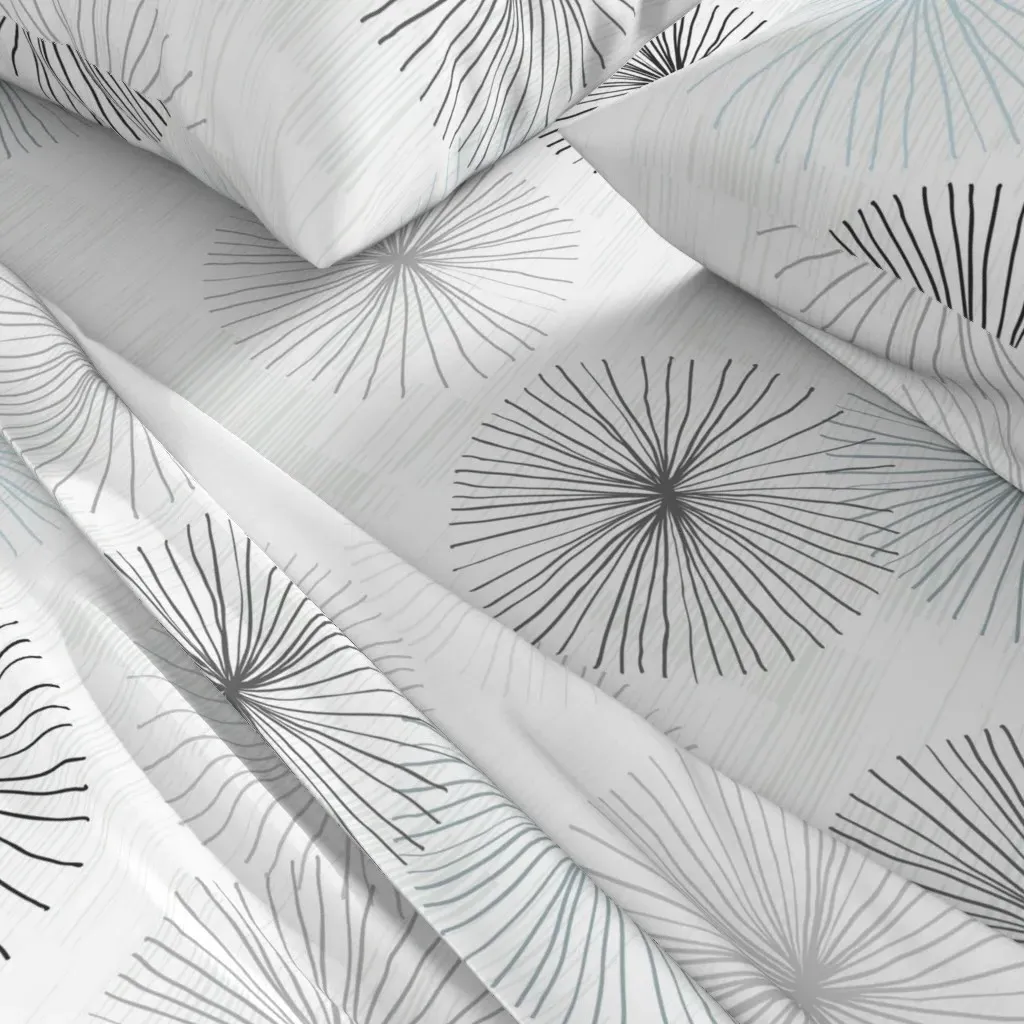 Dandelions Confetti King Sheet Set - Gray alternate view