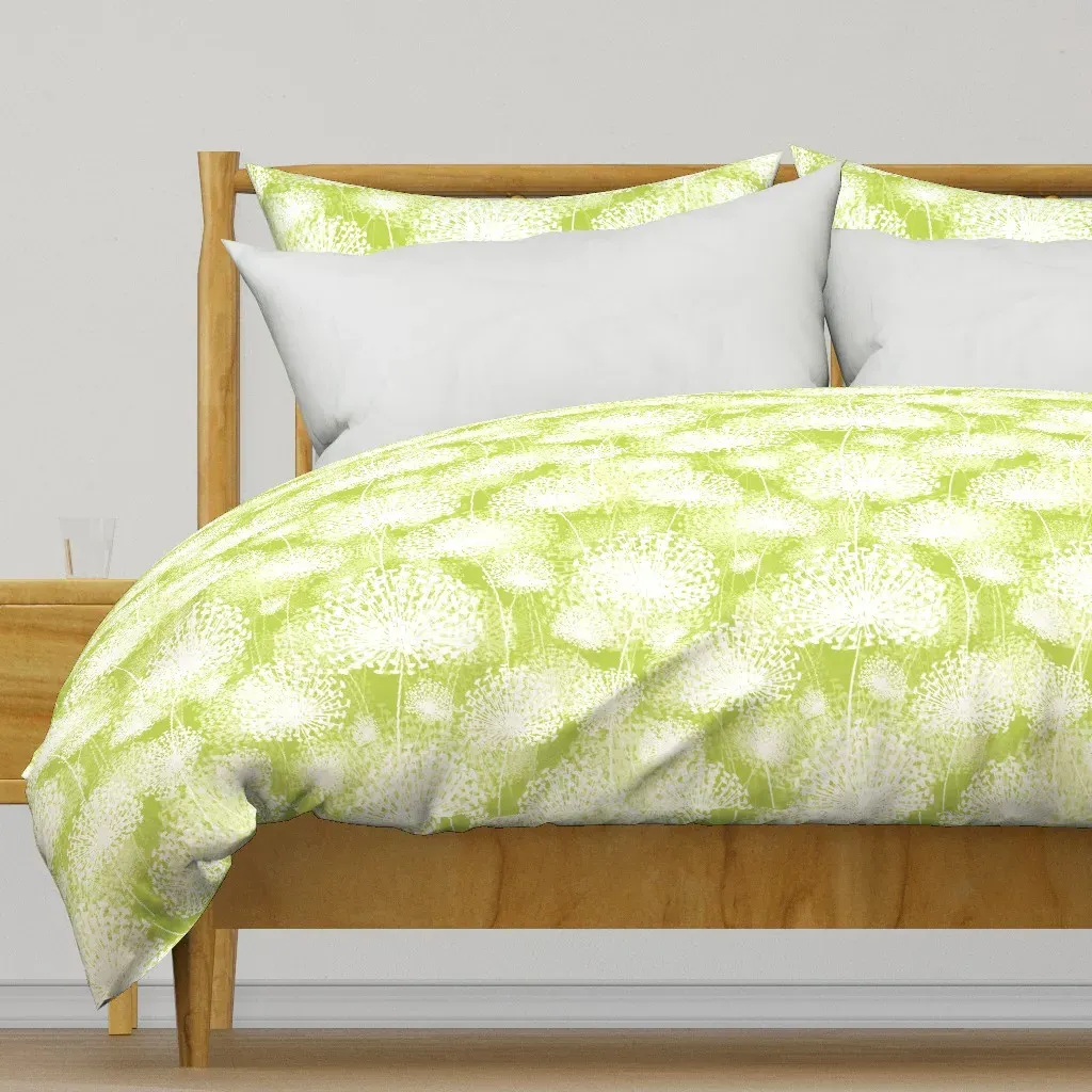 Dandelions Lime50 Duvet Cover - White product