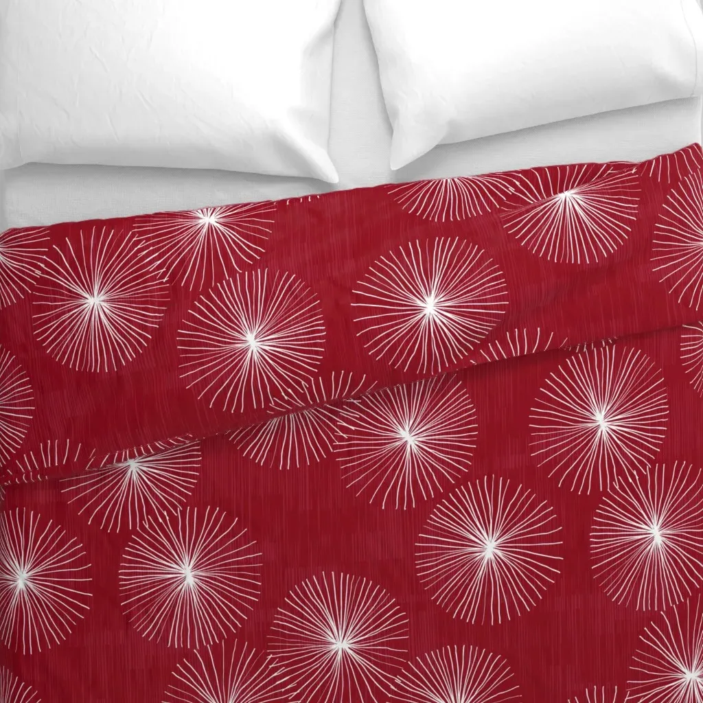 Dandelions M+M Cranberry Duvet Cover - Crimson alternate view
