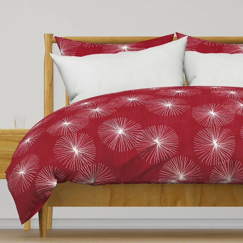 Dandelions M+M Cranberry Duvet Cover - Crimson product