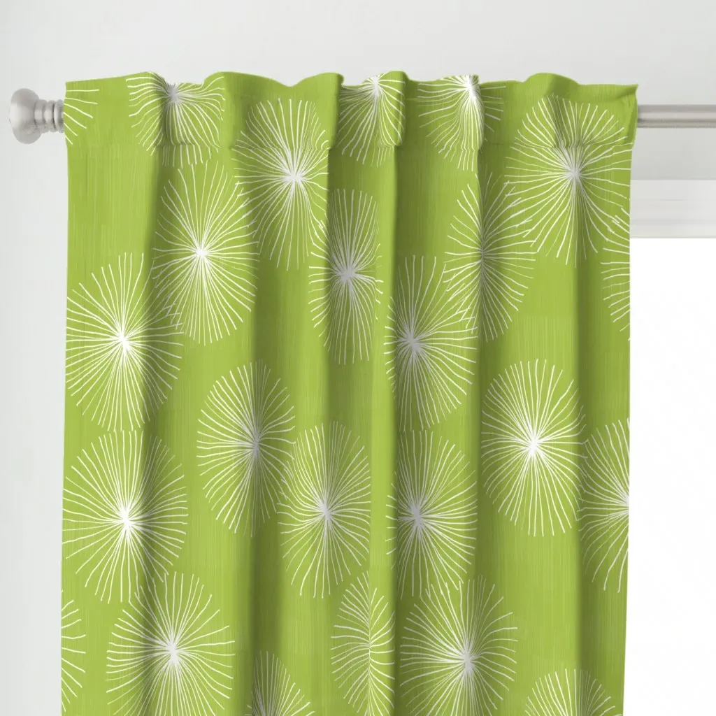 Dandelions M+M Curtain Panel - Lime Green alternate view