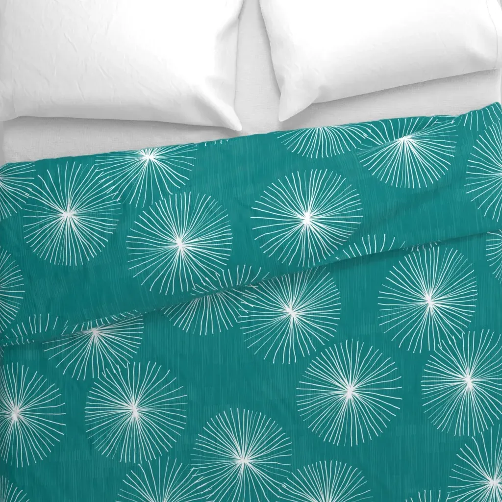 Dandelions M+M Teal by Friztin Duvet Cover - Teal alternate view
