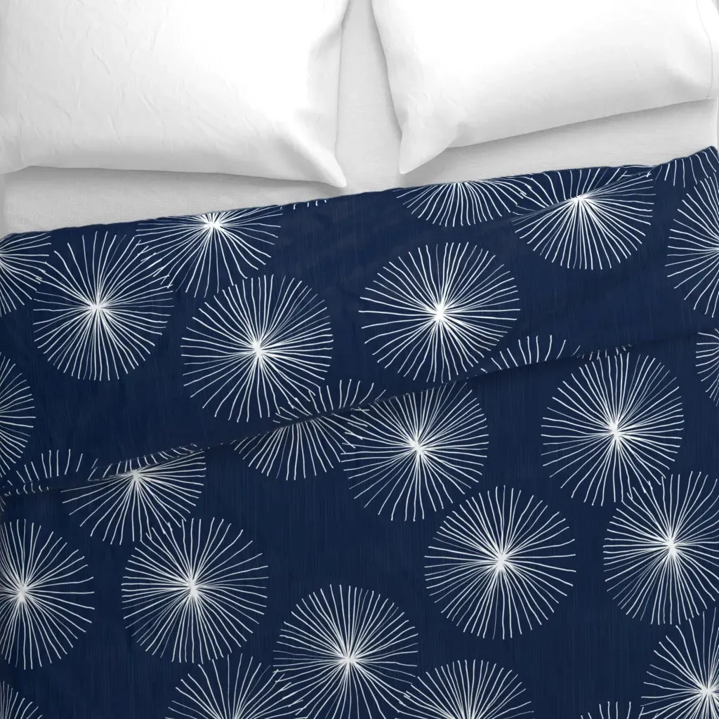 Dandelions Navy & White Duvet Cover - White alternate view