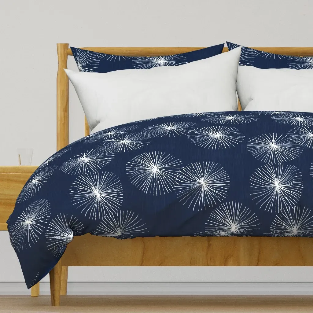 Dandelions Navy & White Duvet Cover - White product