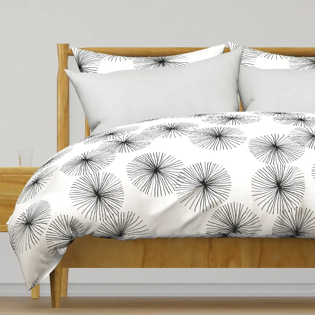 Dandelions White & Black Duvet Cover - Black product