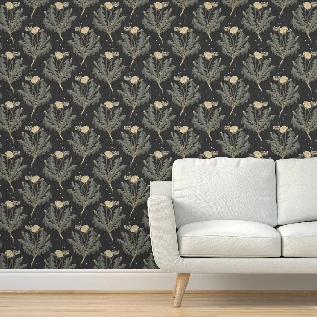 Daphne Dandelion Basketweave Peel and Stick Wallpaper - Black & Green product
