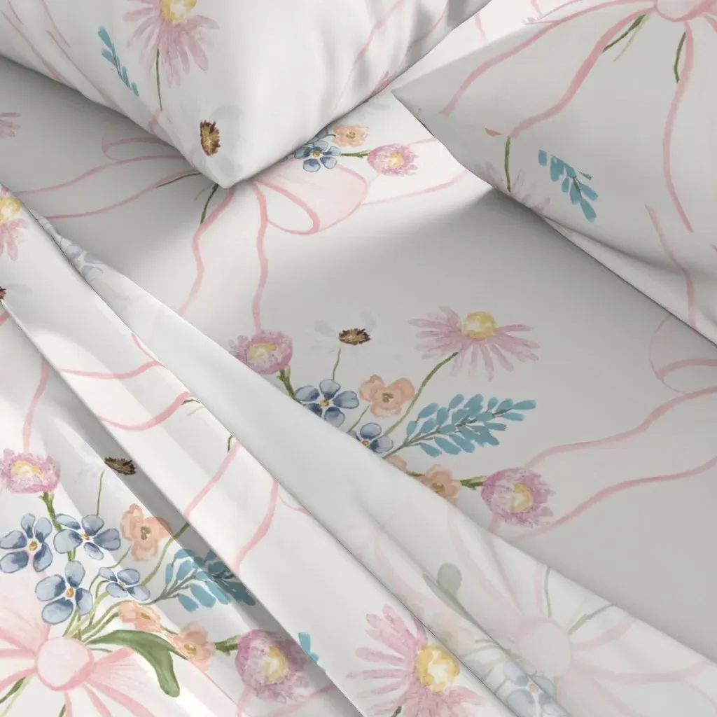 Daphne Floral Bows Twin XL Sheet Set - Pink alternate view
