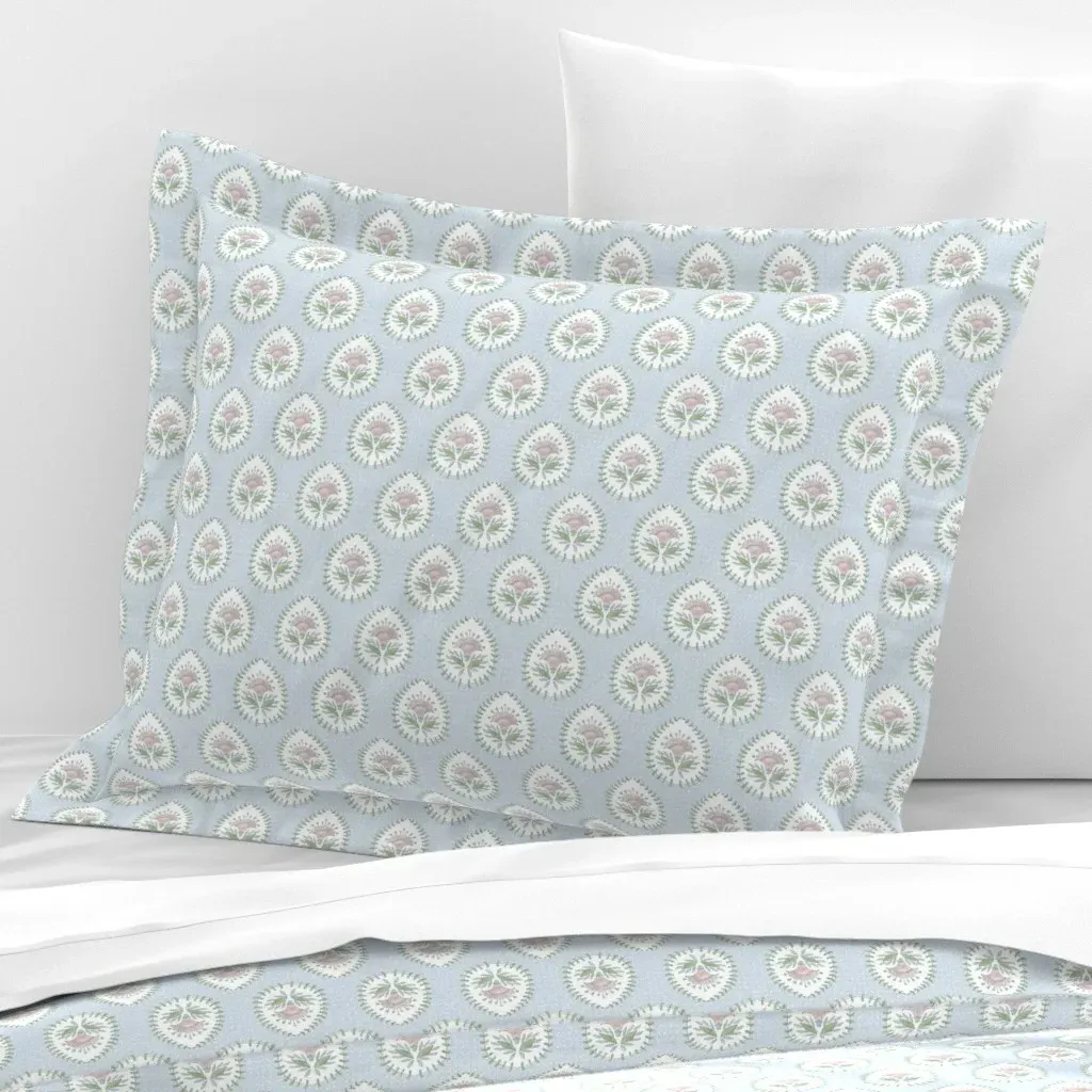 Daphne Soft Blue Standard Flanged Cushion Cover - Pink, Cotton Sateen product