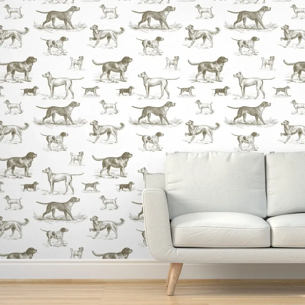 Dapper Dogs Unleashed Peel and Stick Wallpaper - Brown product