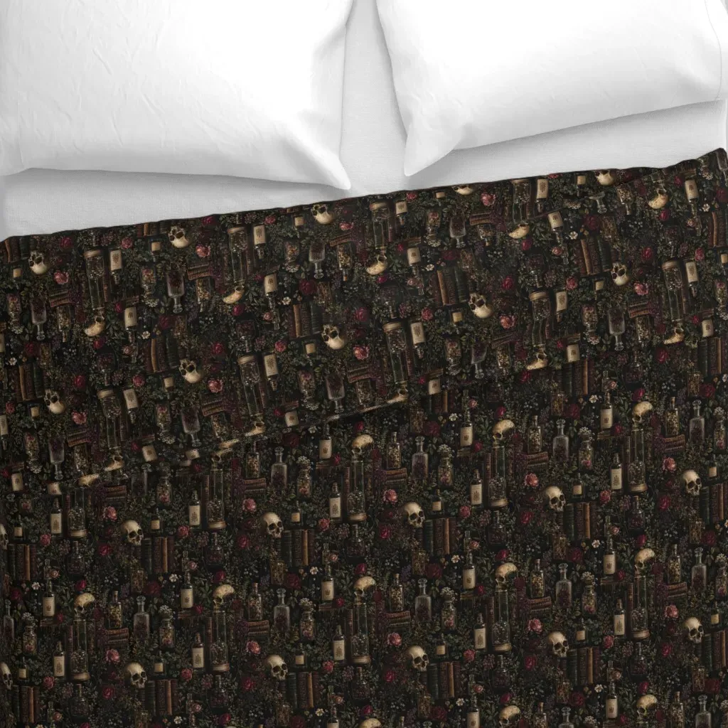 Dark Academia Apothecary Duvet Cover - Dark Brown alternate view