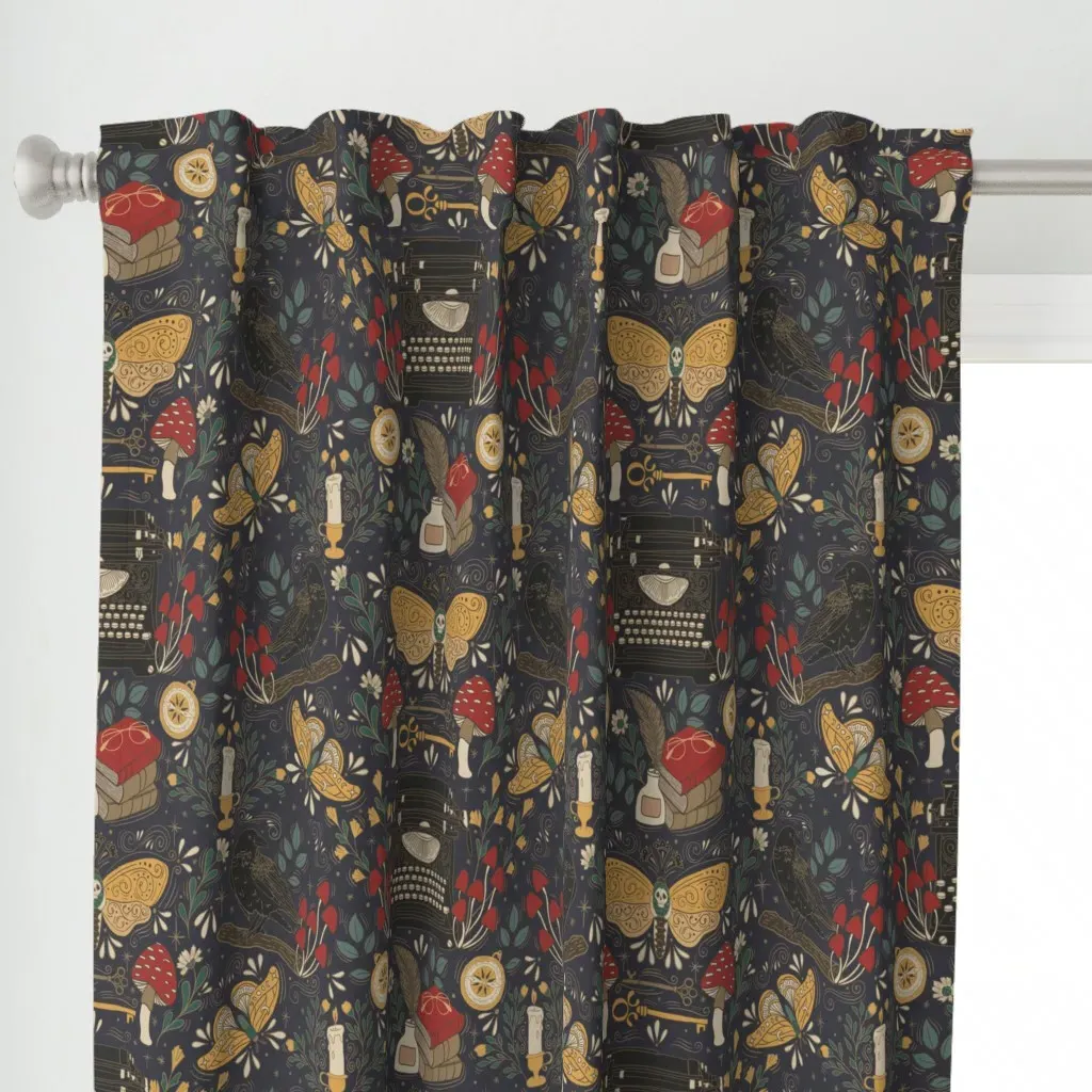 Dark Academia Curtain Panel - Dark Teal alternate view