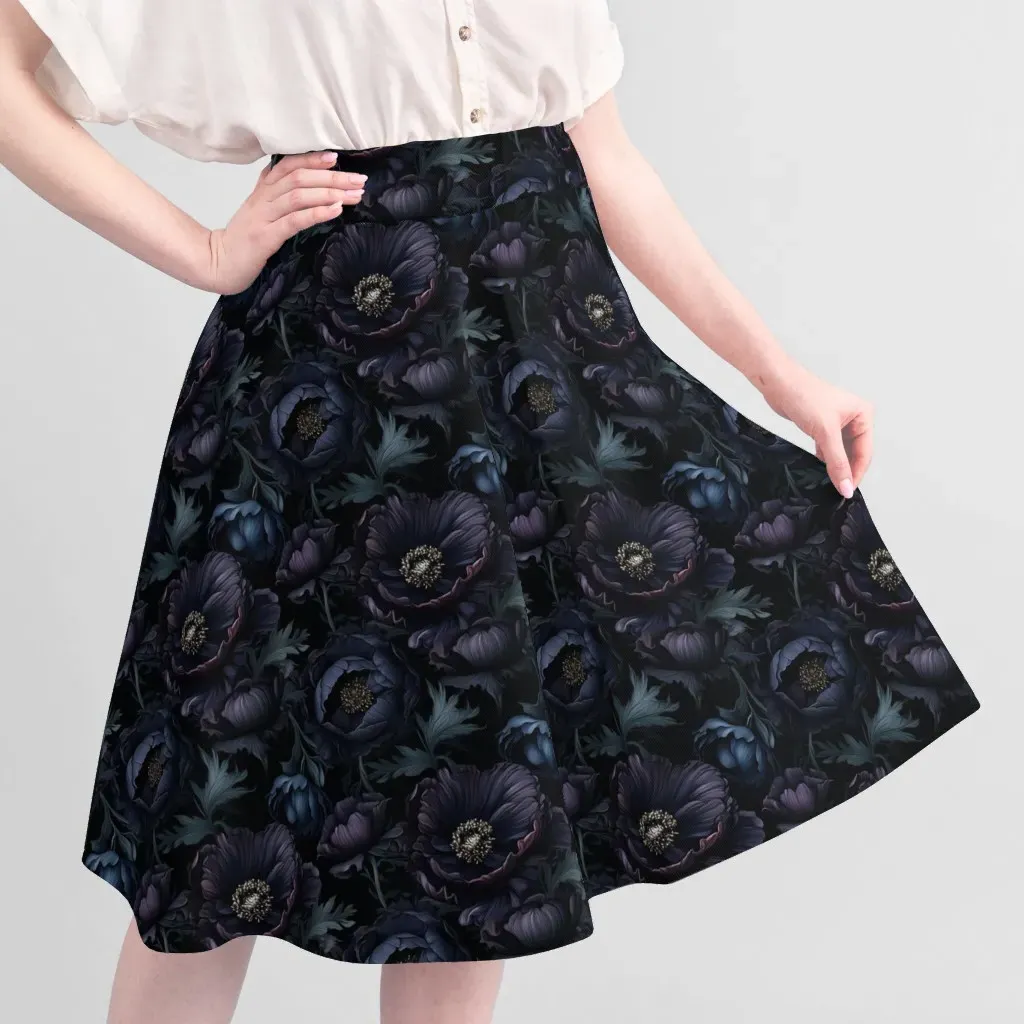 Dark Academia Gothic Floral Fabric by the Yard - Dark Blue alternate view