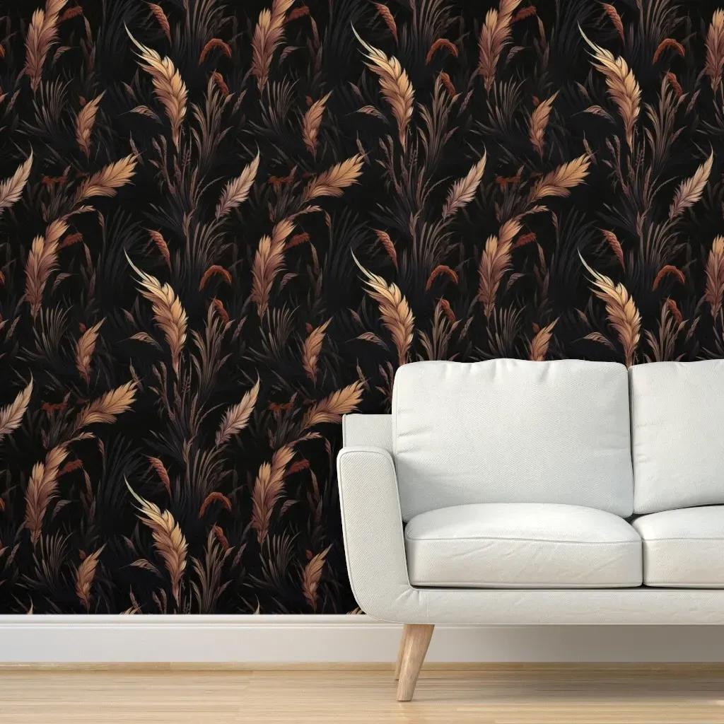 Dark Academia Gothic Floral Peel and Stick Wallpaper - Gold product