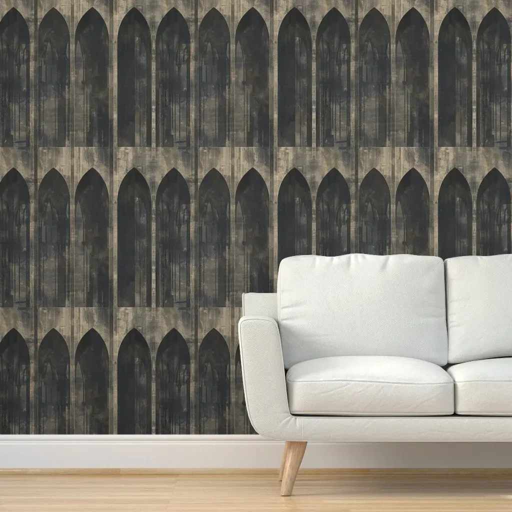 Dark Academia Gothic Maximalism Peel and Stick Wallpaper - Dark Gray product